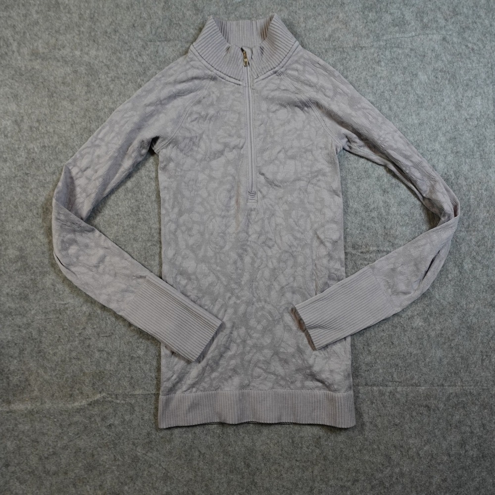 Lululemon Top Womens 2 Restless Pullover Half Zip Run Yoga Workout Floral